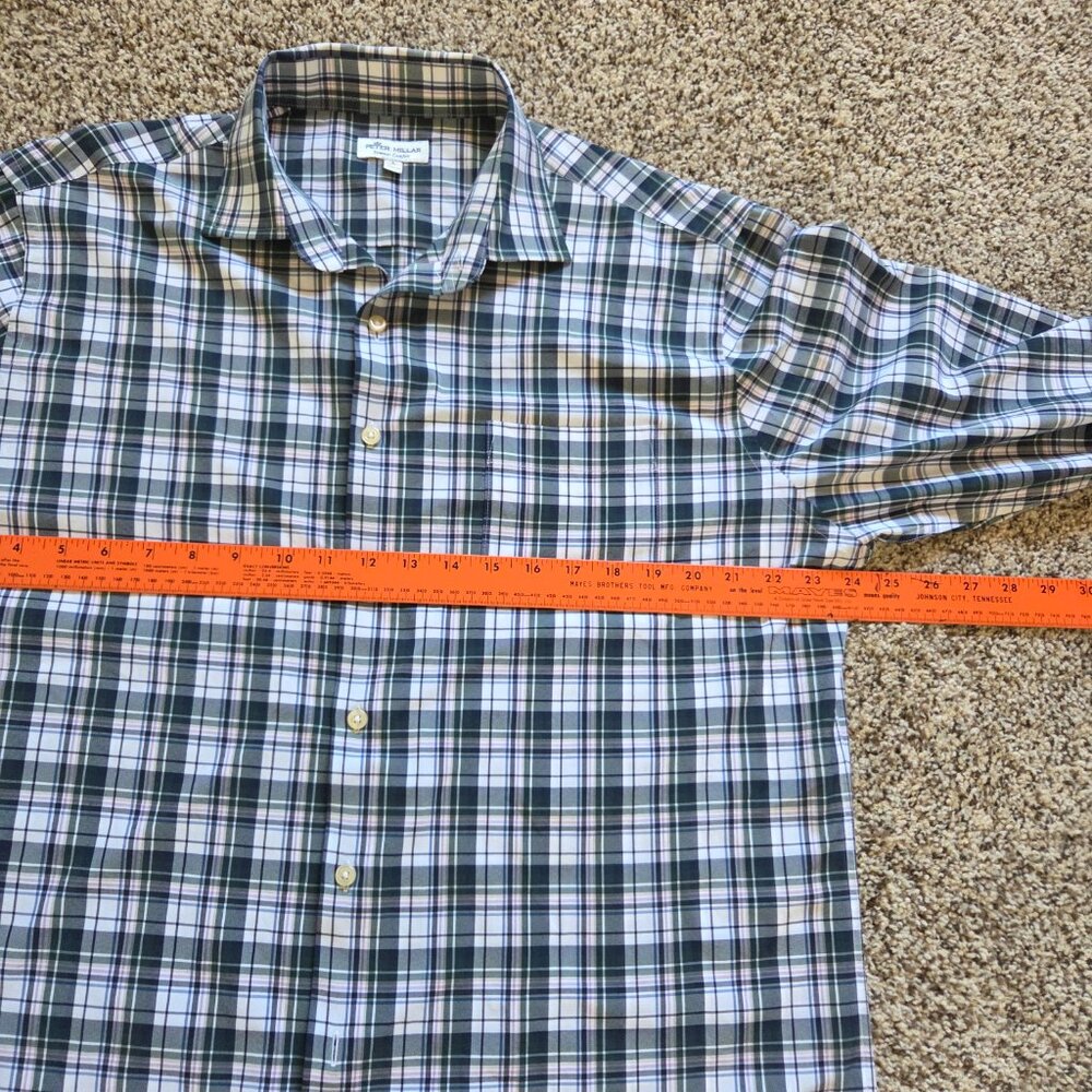 Peter Millar Men’s Summer Comfort Button Down Blue Plaid Large Stretch‎ Preppy - Picture 4 of 6